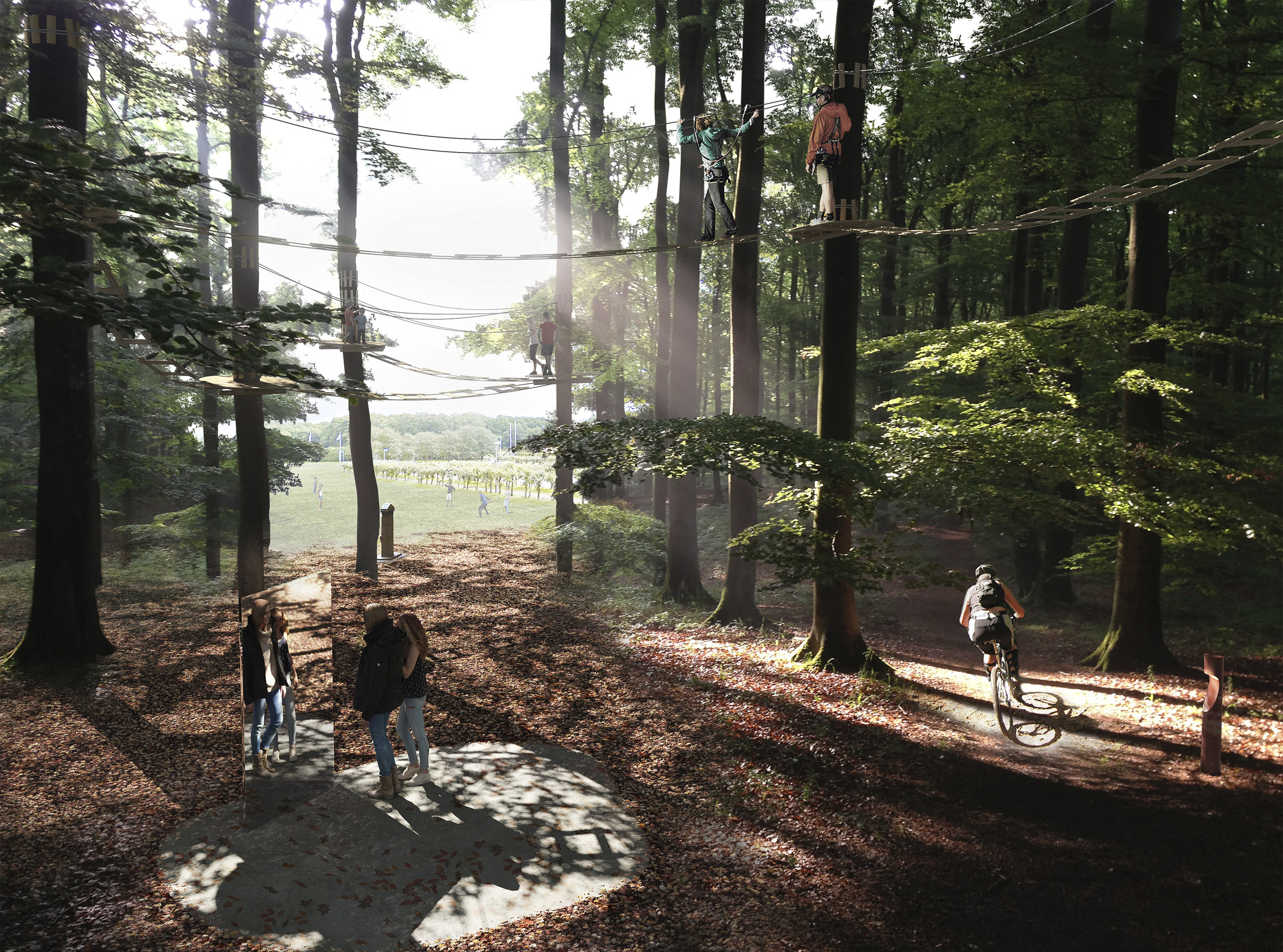 Tävlingsförslag från Nyréns, förslag på utformning av Slottsskogsvallens entrépark.