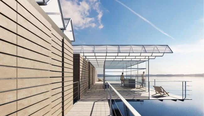 Kallbadhus vid Vätterns strand