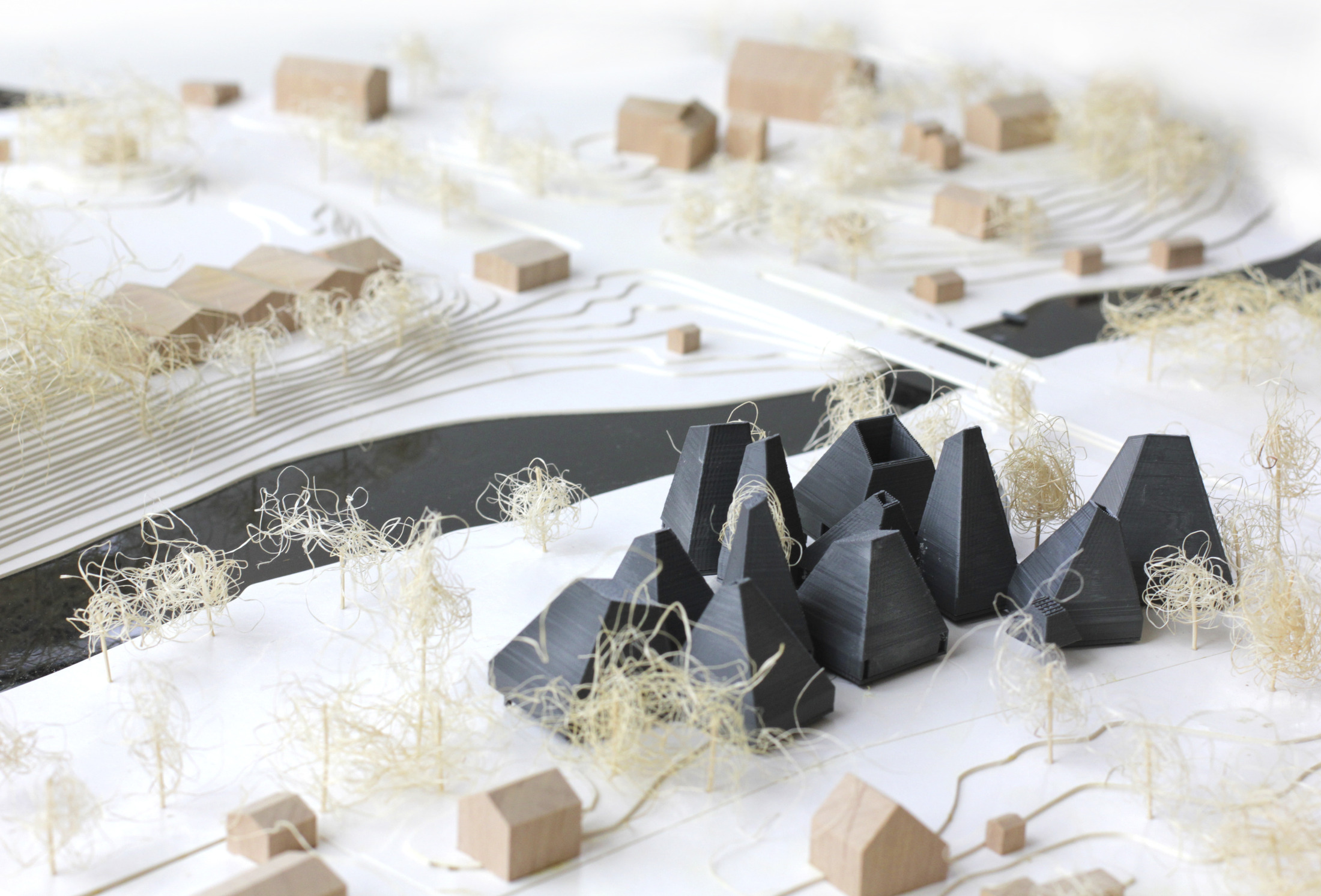 Fysisk modell, trävlingsförslag, Polttopiste, Norsk Skogsfinsk Museum. Nyréns modellverkstad