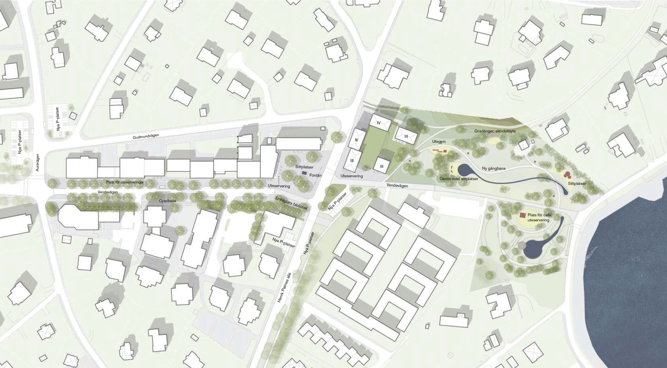 Illustrationsplan - förstudie Djursholms torg. Nyréns landskapsarkitekter och stadsbyggnad