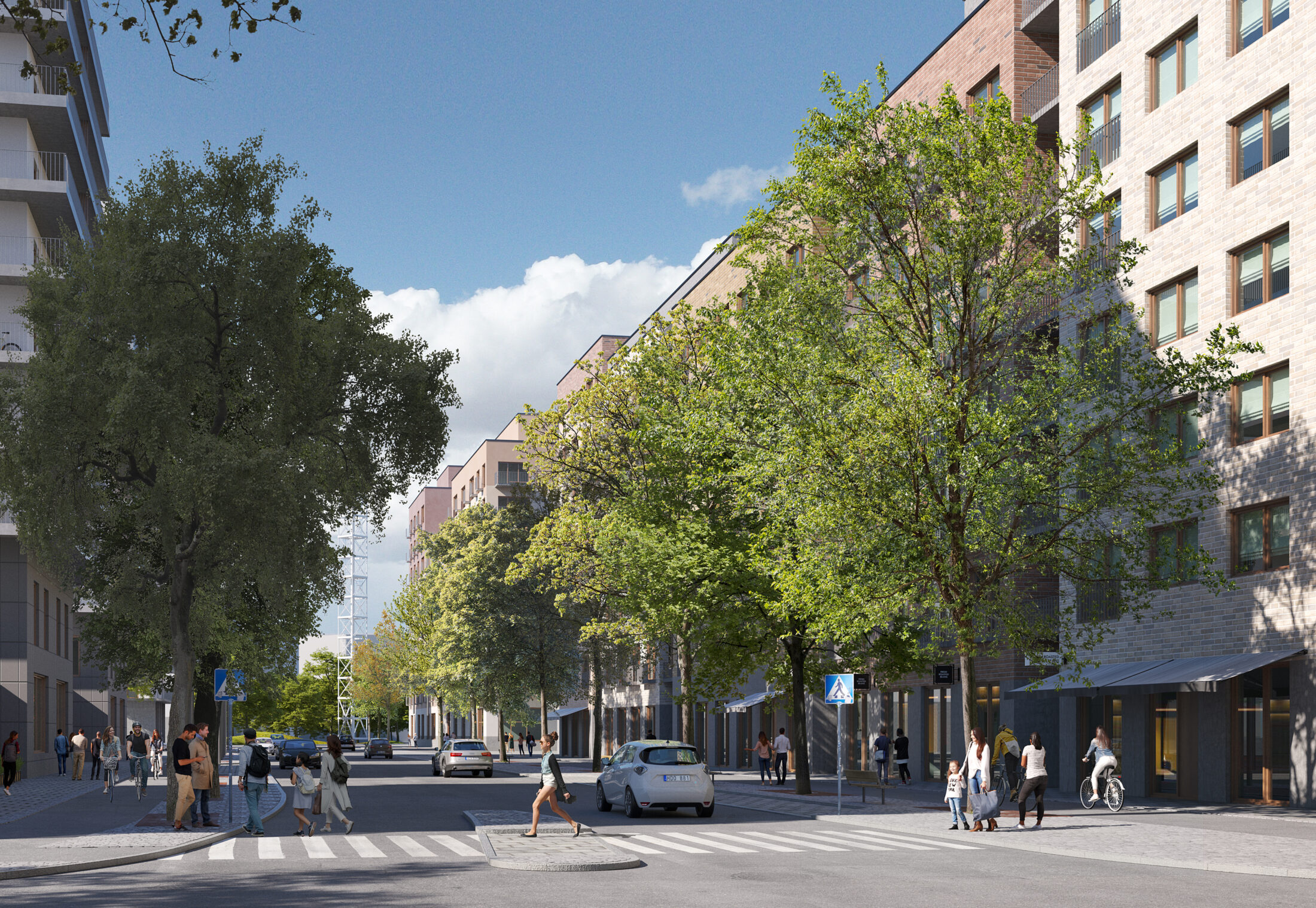 Bobergsgatan, Kolkajen. Visualisering: Andreu Taberner. Nyréns landskapsarkitekter