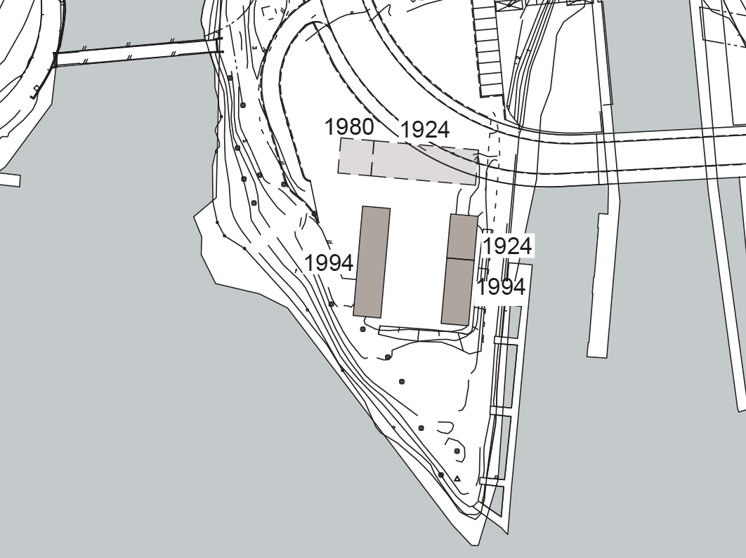 Slussholmen. Förslag och utredning för kafé- och restaurangverksamhet i befintliga verksamhetslador Lotsudden Södertälje. Omvandling och gestaltning. Nyréns arkitekter