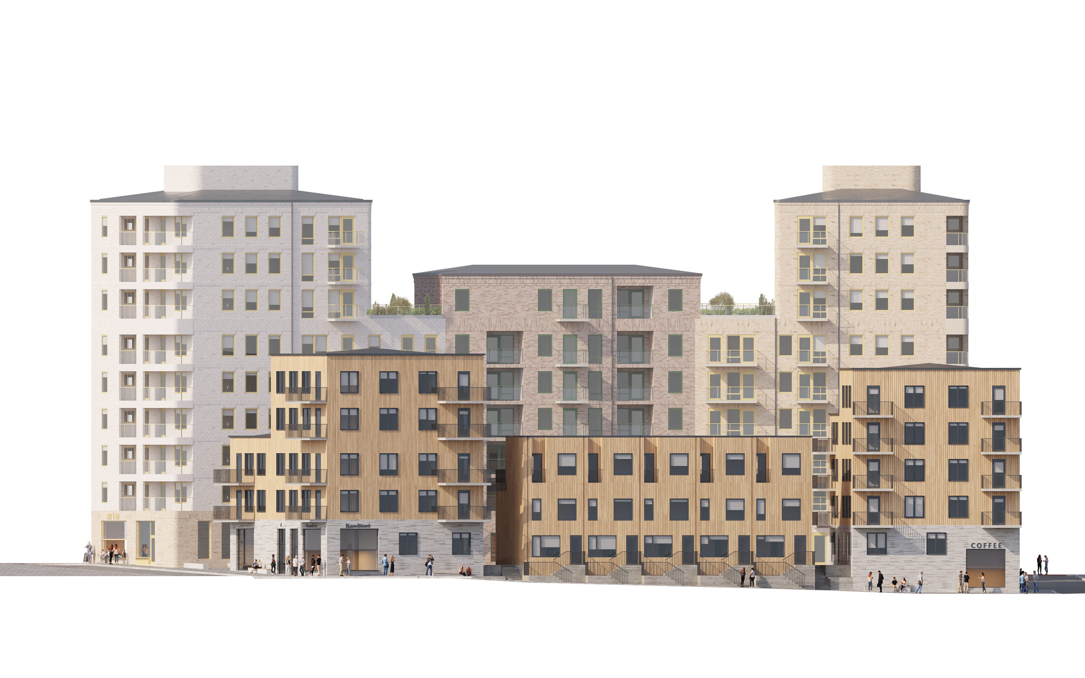 Årstafältet etapp H. Visualisering Andreu Taberner. Nyréns arkitekter