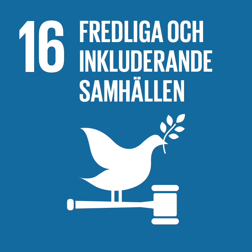Globala målen 16. Logotyp UNDP Sverige.